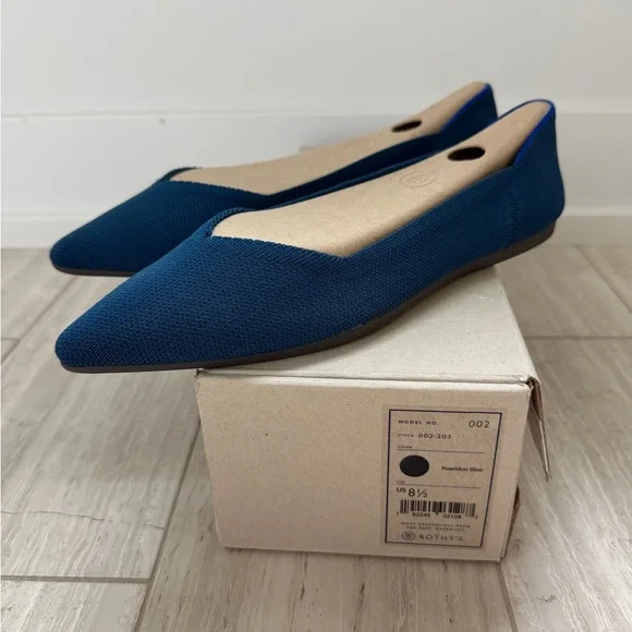 Rothy's Point Flats in Poseidon Blue, size 8.5 - Picture 1 of 7